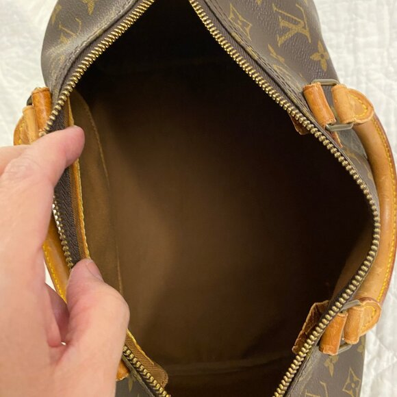 GUC Vintage LV Monogram Speedy Bag 30 Double Handle Satchel Brown - Picture 11 of 15